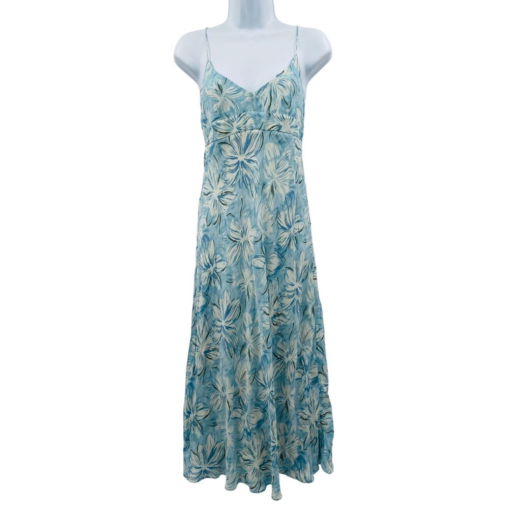 J. Crew Vintage blue floral silk midi cami dress Y2K